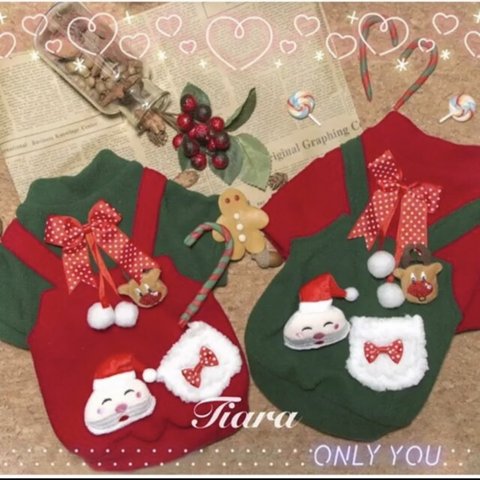 【クリスマス特別価格】3日間限定在庫限り可愛いチャーム付き　クリスマス　サンタさん　犬服　猫服