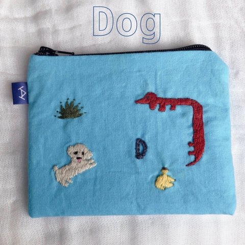 アニマリートミニ刺繍ポーチ　(犬柄)