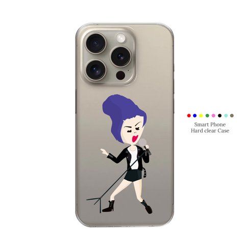 ロック女子 オリジナル イラスト スマホケース ハードタイプ 透明 クリア iPhone アイフォンケース android hd-clear-008