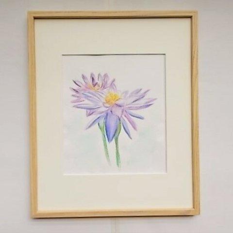 絵画 インテリア 水彩画 額絵 花の絵 スイレン