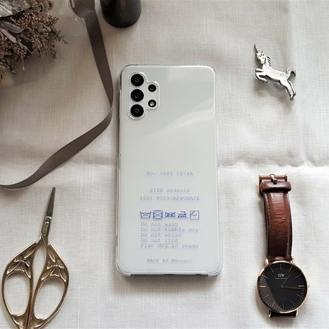 ブルー！◆AQUOS◆ランドリーマークのスマホケース