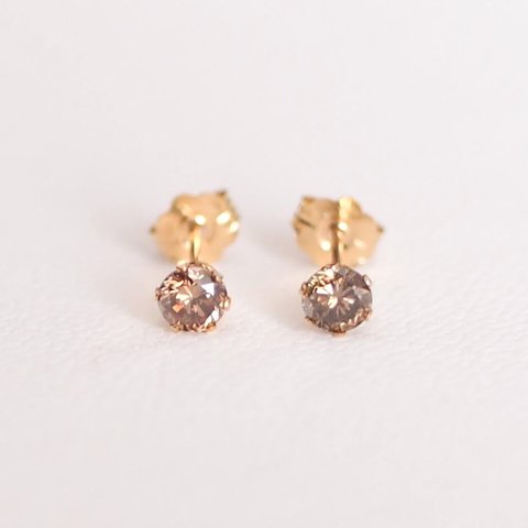 ブラウンダイヤモンド 計0.36ct ピアス K10 【アクセサリー】