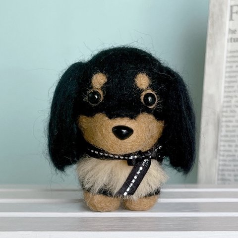 ダックス（黒）の羊毛フェルト　犬