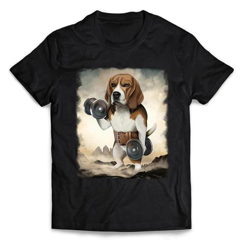 半袖Tシャツ ビーグル 犬 ダンベル 筋トレ 筋肉 ワークアウト ジム by FOX REPUBLIC