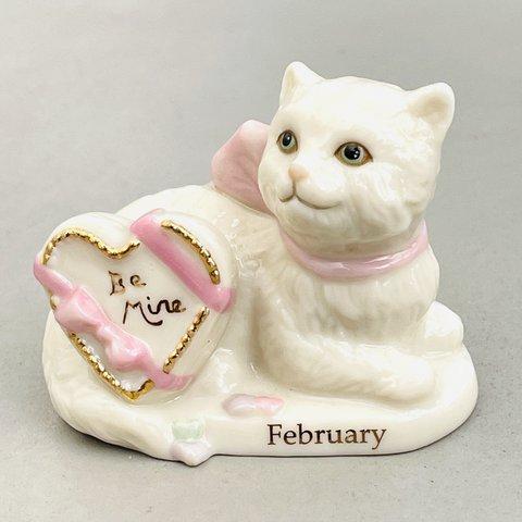 【 Lenox 】カレンダーキャット "February" バレンタイン（白猫フィギュリン）｜ヴィンテージ・アンティーク