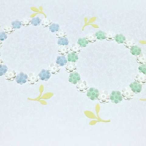 お花シール❁︎40枚+葉っぱ❁︎blue ＆ green