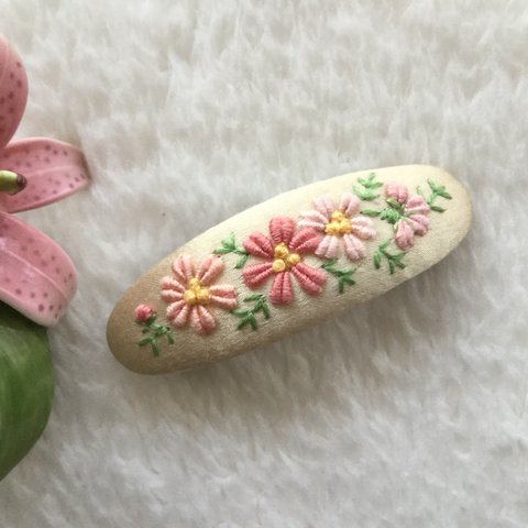 刺繍バレッタSS コスモス