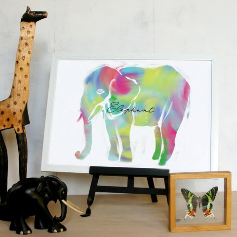 象のポスター カラフルな象のアート アフリカ象
