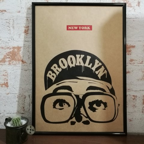 アートポスター　BROOKLYN NEW YORK ブラウン