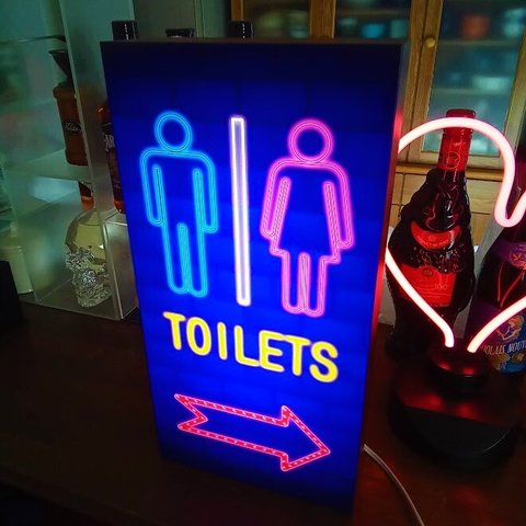 【Mサイズ】トイレ 便所 化粧室 TOILET レストルーム ネオン系 サイン 看板 置物 雑貨 ライトBOX 電光看板 電飾看板