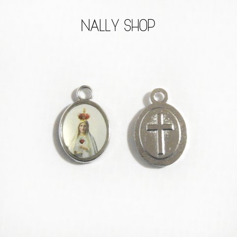 【10個】15mm×10mm  Virgin Mary Charm 〜ファティマの聖母〜【M-193】