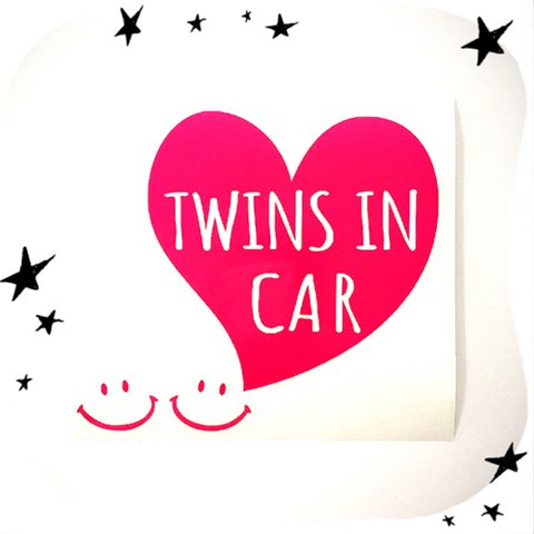 ニコちゃん2つタイプ kidsincar twinsincar 双子ちゃん用車用ステッカー 兄弟、姉妹用 kidsincar babyincar ツインズインカー にこちゃん