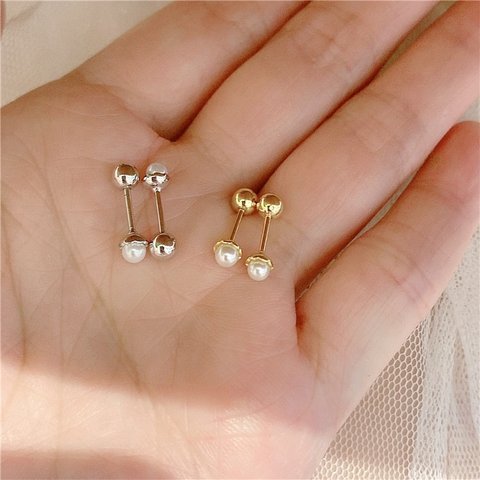 シルバー925 　小ぶり　ネジキャッチ　ミニ　パール　ピアス　つけっぱなし　小さめ　ピアス　金屬アレルギー対応