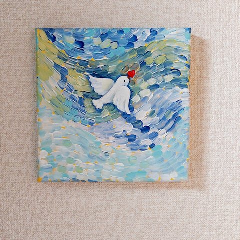 春の新作　原画【ファンタジーシリーズ】幸せを呼ぶ白い鳥エネルギーアート