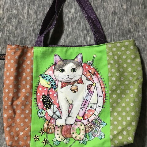 猫　手さげバッグ