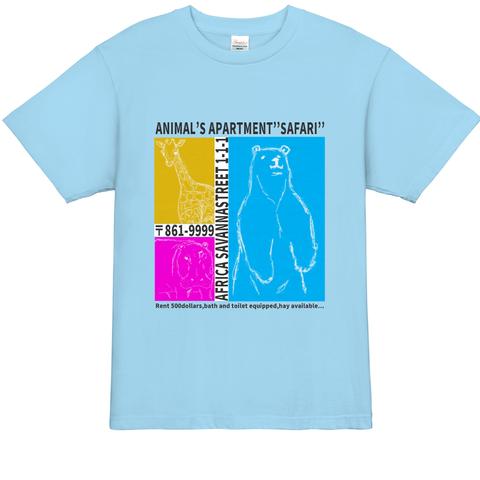【残りS×2M×2L×2】[XYZOO]アニマルアパルトメントTシャツ(ライトブルー)