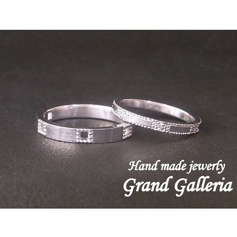 pt900 プラチナ900 ミル打ちマリッジリング 結婚指輪 ダイヤモンド Grand Galleria