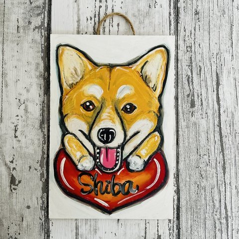 【送料無料】シバ犬（柴犬）の絵　はがきサイズ原画