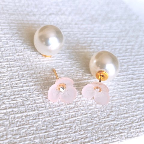 桜色ピアス【☆送料無料☆】スワロ