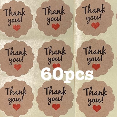 thank you❤︎シール スカラップ 60枚　ラッピングやおすそ分けファイル