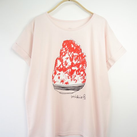 かき氷ゆるふわレディースＴシャツ Ichigo Pink