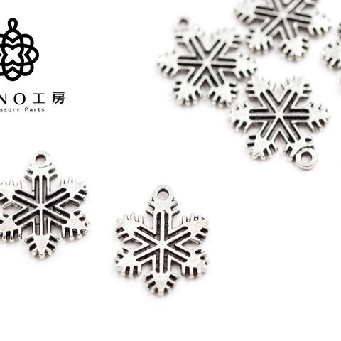 チャーム 雪の結晶　シルバー【cｍ-58】★20個★スノー 雪 結晶 クリスマス 冬