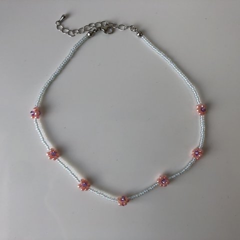 Flower choker（light blue×orange）