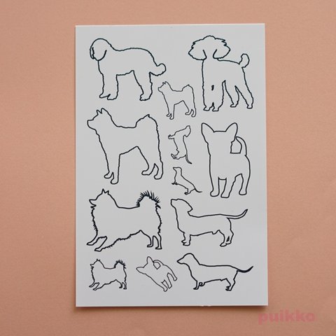 犬・線画　タトゥーシール