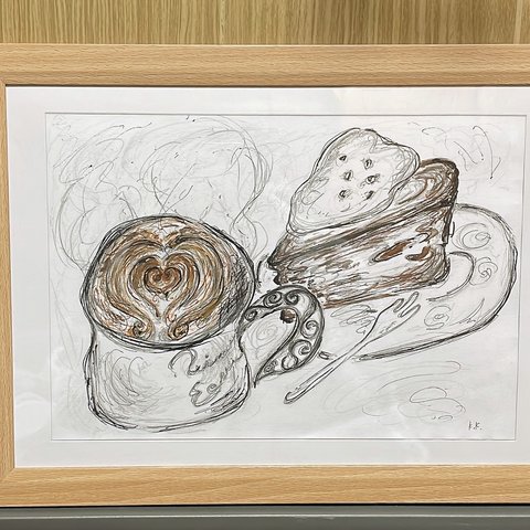 カフェアート絵画〈　カプチーノのお友達　〉