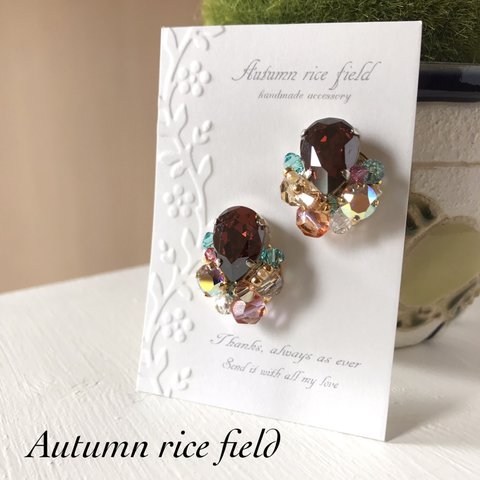 パパラチアサテン ビジュー earrings