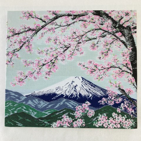 ファブリックパネル　桜と富士山