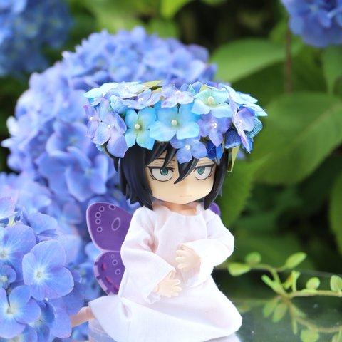 小人の花冠・紫陽花　（オビツ11サイズ）　布花