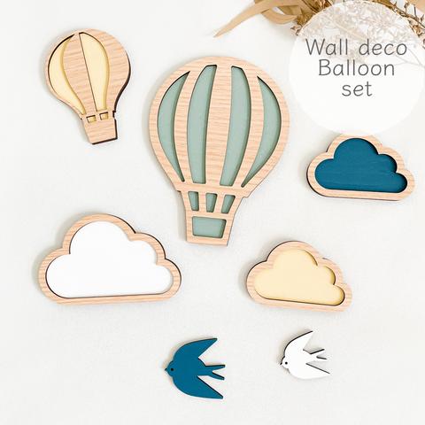 【Balloon Set✦ウォールデコ/ブルー系】木製　レターバナー・お誕生日/壁飾り/ウッドレター/子供部屋