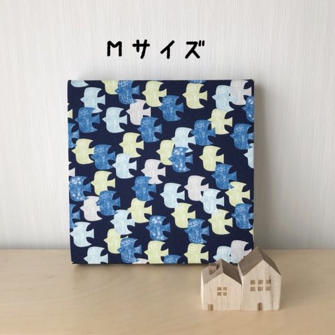 【M】スタンプバードのファブリックパネル*ネイビー*