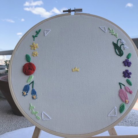 【ギフトにも】お花の刺繍 フォトフレーム