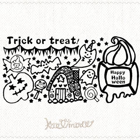 ハロウィンの楽しい♪ 名刺サイズ スタンプ  はんこ お菓子 かぼちゃ こうもり おばけ