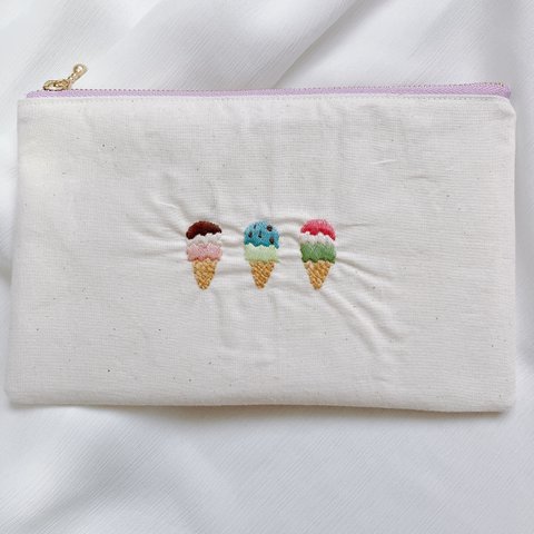 刺繍ポーチ【アイスクリーム】