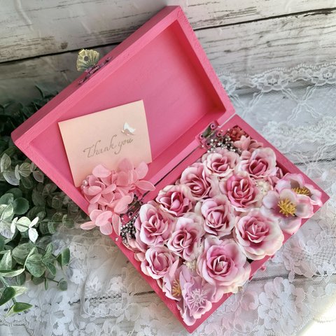 mp01 桜と薔薇のボックスフラワー　〜桃色〜