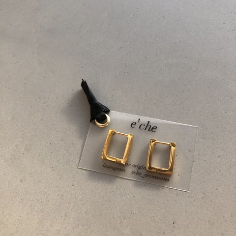 e’che select 18kgp simple square hoop earring