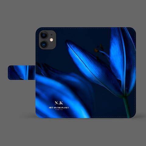 smartphone case FLIP CASE #068 <blue lily>
