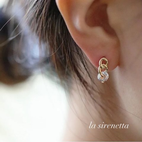 受注製作 ＊ chain ＆ zirconia pierce