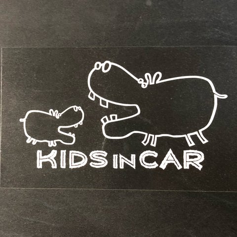 ステッカー  KIDS IN CAR カバの親子