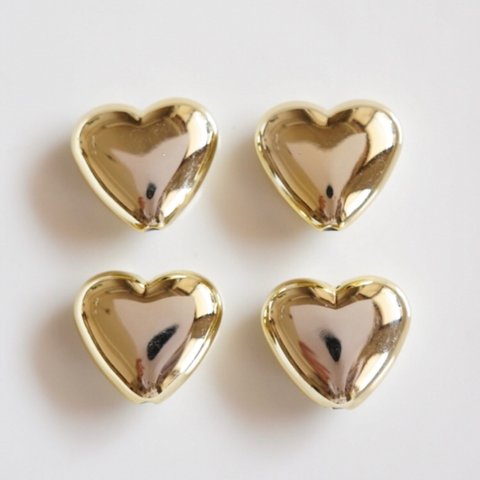 IMPORT【6個】Metal Heart beads＊アクリルビーズ