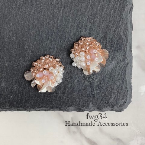 Beads ASOBI pink beige   イヤリング/ピアス