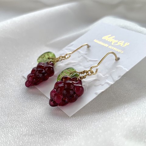 実りの秋🍇葡萄のピアス/イヤリングA