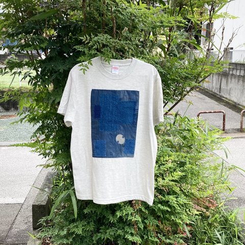 1977 size M 襤褸　リメイク　tシャツ 藍染め　藍染　筒描き　筒描　古布　パッチワーク　再構築　刺し子　ヴィンテージ　