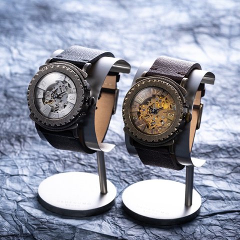 「黄銅斗景3-2」日本製スケルトン機械式時計／手作り時計／文字盤2色／ベルトカラー6色