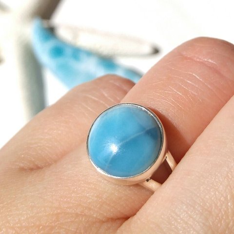 Sold out!! 水の惑星Ring -神秘的なディープブルーの海色♡重ね付も！大人可愛いハイクオリティラリマーリング-silver925