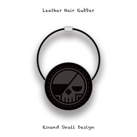 Leather Hair Rubber / Round Skull Design 001