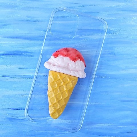 【送料込み】ストロベリーアイスクリーム　スマホケース